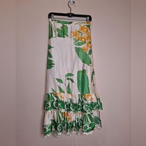 Secret Mission Ruffled 100% silk Unlined Maxi Skirt Size Small NWT